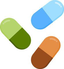 Colorful capsule pills display assorted medical medication