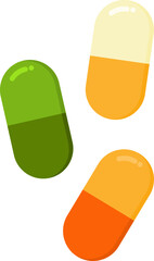 Colorful capsule pills display assorted medical medication