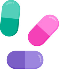 Colorful capsule pills display assorted medical medication