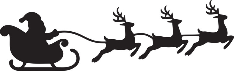 christmas reindeer with sleigh silhouette vector art