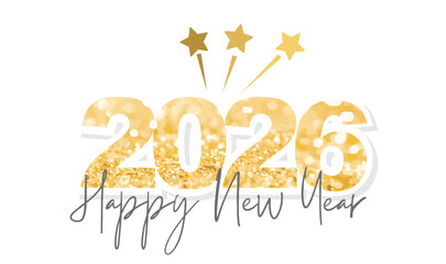 2026 gold New year, video, vector banner.