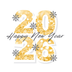 2026 gold New year, vector banner.