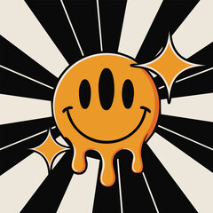 Smiling Dripping Sun Cartoon Illustration Bright.