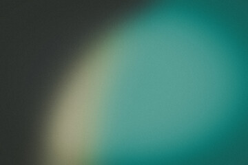 Deep green and turquoise grainy gradient blur background. Atmospheric organic abstract background.