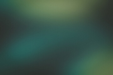 Deep green and turquoise grainy gradient blur background. Atmospheric organic abstract background.