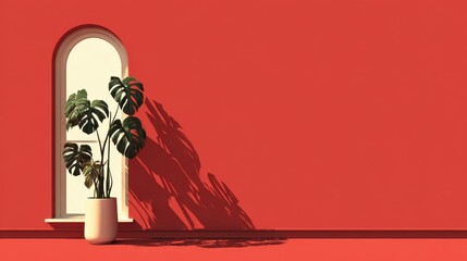 Bright room with plant by window