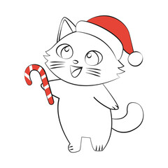 christmas cat with santa hat