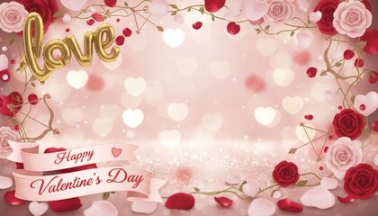 Celebrating love on valentine's day romantic setting digital greeting card soft colors heart and floral theme heartfelt wishes for loved ones