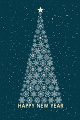 Snowflake Christmas Tree with Starry Night Sky