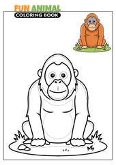 Cute Orangutan Printable Coloring Book Page for Kids with a Full Color Reference