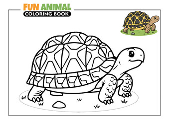 Cute Star Tortoise Printable Coloring Book Page for Kids with a Full Color Reference