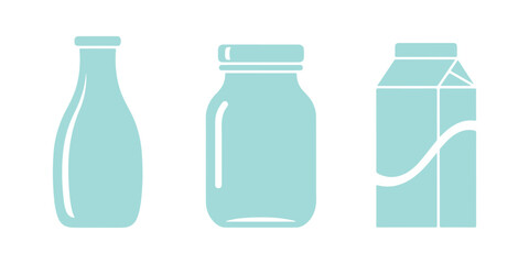 Bottle illustration. Milk bottle illustration. Set of milk jar illustrations

