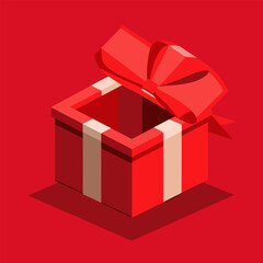  Isometric Open Red Gift Box Vector Illustration for Holiday and Celebration Concept