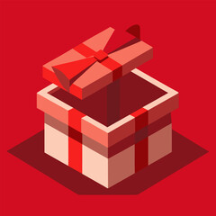  Isometric Open Red Gift Box Vector Illustration for Holiday and Celebration Concept