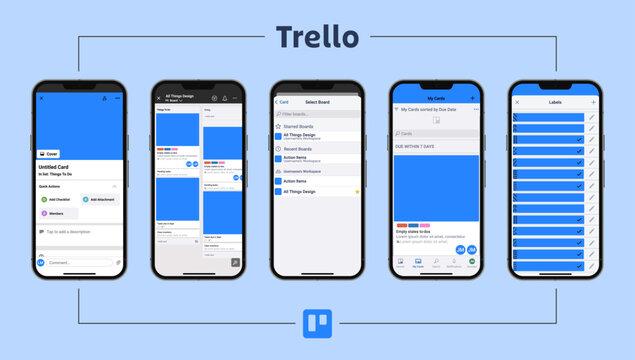 Trello Mobile App Light Mode UI on iPhone for Task Management, Productivity Boards and Workflow Planning
Trello Interface Design Screens, Trello Project Management Experience on iPhone Light Mode