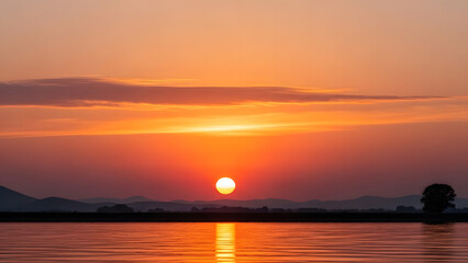 Obraz premium sunset over the lake