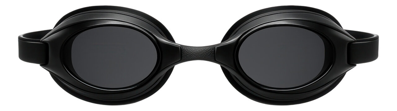 Low-profile black swim goggles with adjustable nose piece and sleek design.
