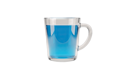 Glass Mug Filled with Blue Liquid on White Background