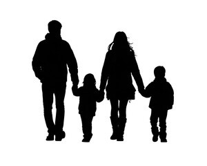 Family Standing Together Silhouette