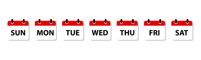 Days of the week calendar icons set