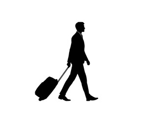 Man Walking with Luggage Silhouette