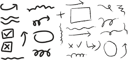 A collection of hand drawn arrows and symbols