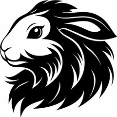 Naklejka premium Black and white illustration of a rabbit's head