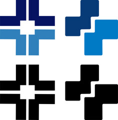 Obraz premium Abstract Cross Shapes in Blue and Black Design Elements