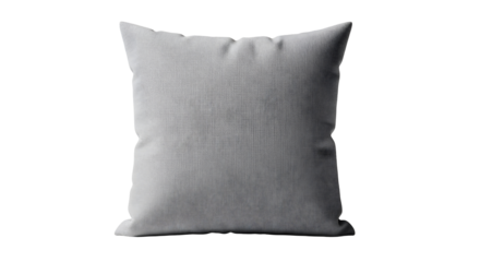 Gray throw pillow on black background close up