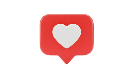 Red heart chat bubble icon on black background