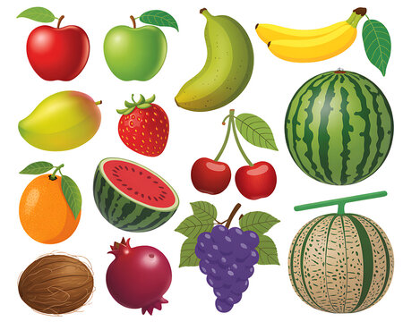 Assortment of fresh fruits on a black background - Powered by Adobe