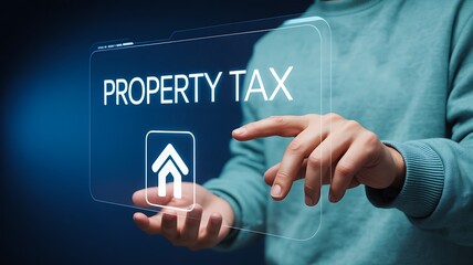 Property tax payment concept with secure digital financial interface
