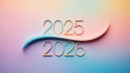 Vibrant 2025 and 2026 years colorful gradient background