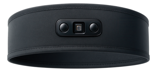 Sweat-sensitive cooling headband with biometric features.