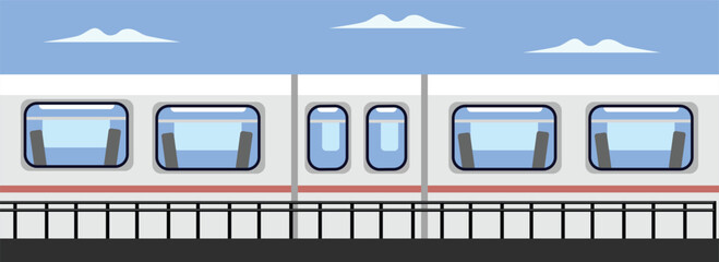 Flat Design Illustration of a Commuter Train. High speed train. Subway train illustration. City railroad. Public transportation. © Hayclaw Here