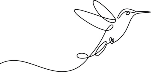 Minimalist Line of a Hummingbird in Flight line minimalist