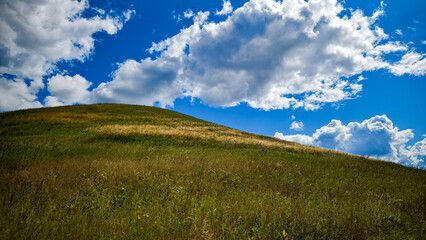Hills with meadows and forests.