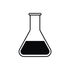 Simple black and white illustration of a conical flask filled with liquid