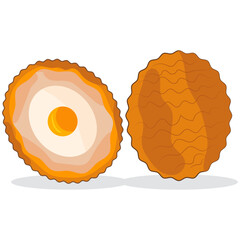 Scotch egg coated in breadcrumbs.