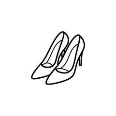 A simple black and white sketch of a pair of high heel shoes