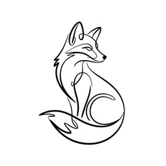 Obraz premium Elegant single line drawing of a seated fox in a minimalist style