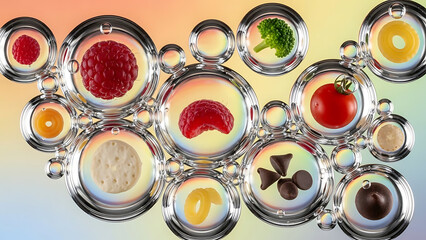 A Colorful Assortment of Food Items on Silver Platters