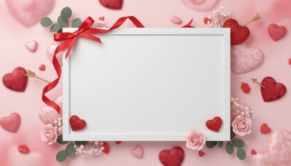 Romantic valentine's day celebration cozy home setting graphic design pink and red decor close-up view love and affection theme for heartfelt moments and memories