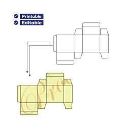 Printable and editable dieline template for small rectangular packaging box design