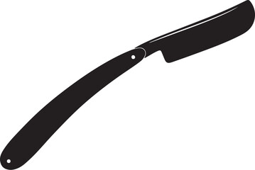 Obraz premium Black folding knife with a sharp blade and a round handle end also transparent background