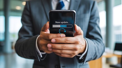New software update loading on smartphone technology concept
