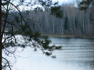 foggy autumn lake in a National Park in the Smolensk Region, Russia