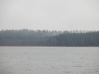 foggy autumn lake in a National Park in the Smolensk Region, Russia