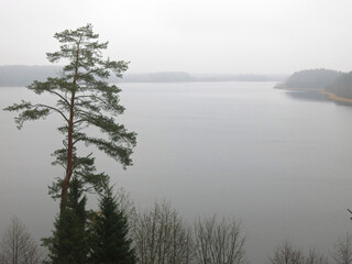 foggy autumn lake in a National Park in the Smolensk Region, Russia