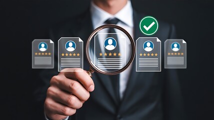 Digital identity verification and user profile search concept
